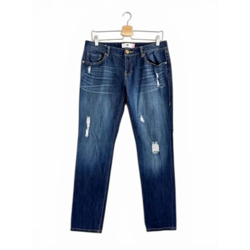 CAbi Slim Boyfriend Distressed Jeans #3045 Size 6
